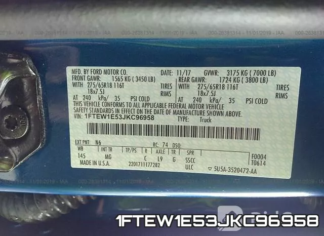 1FTEW1E53JKC96958 фото 10