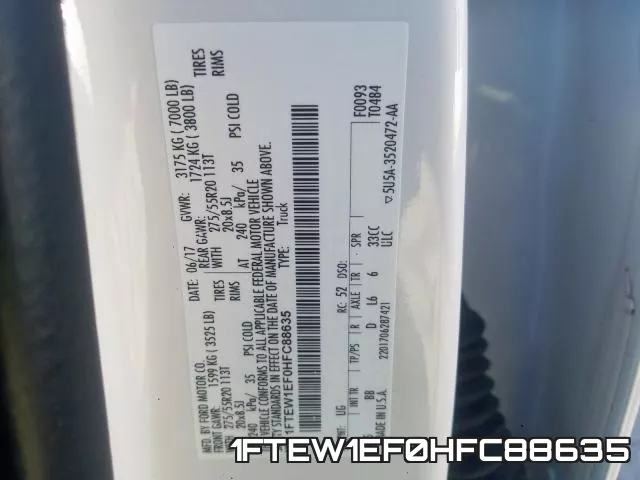 1FTEW1EF0HFC88635 фото 2