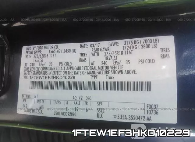 1FTEW1EF3HKD10229 фото 10