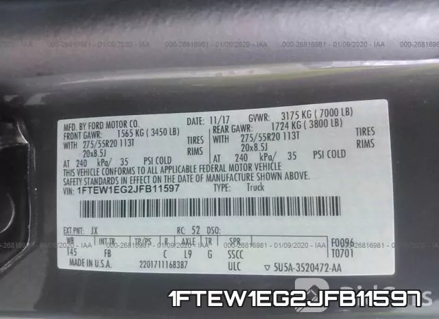 1FTEW1EG2JFB11597 фото 10