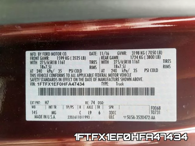 1FTFX1EF0HFA47434 фото 2