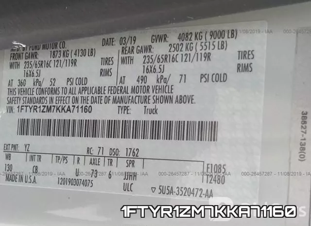 1FTYR1ZM7KKA71160 фото 10