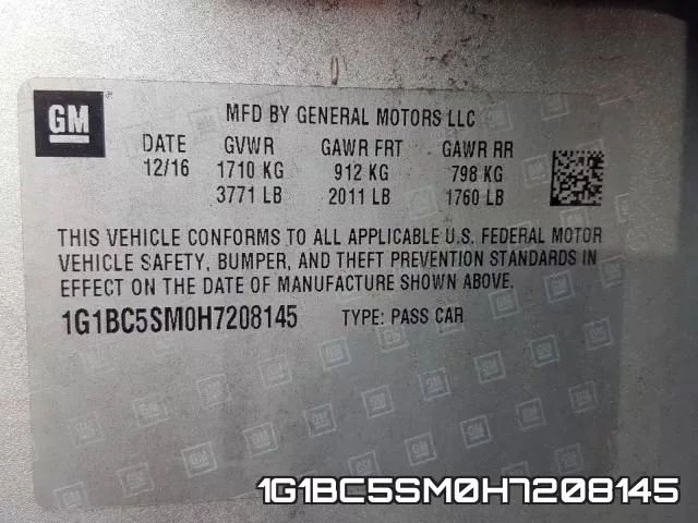 1G1BC5SM0H7208145 фото 2
