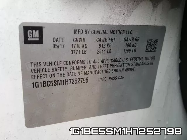 1G1BC5SM1H7252798 фото 2