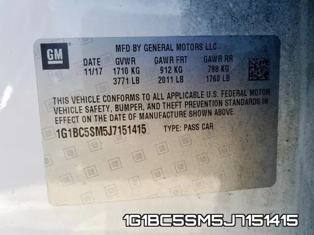 1G1BC5SM5J7151415 фото 2