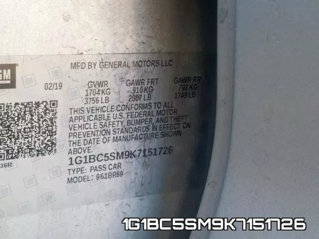 1G1BC5SM9K7151726 фото 2