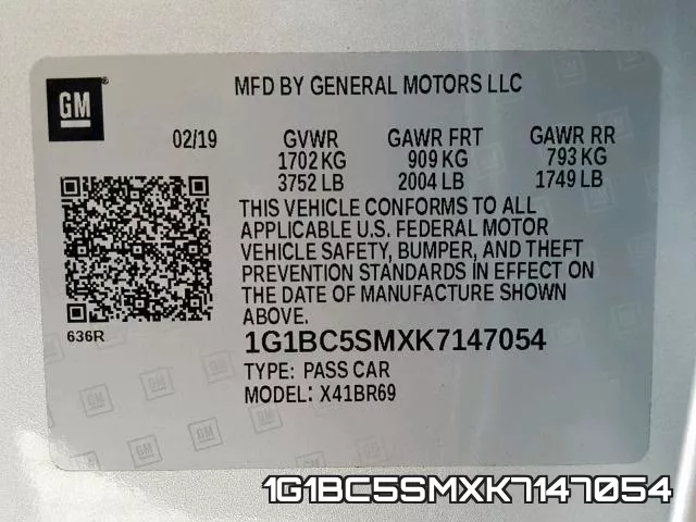 1G1BC5SMXK7147054 фото 2