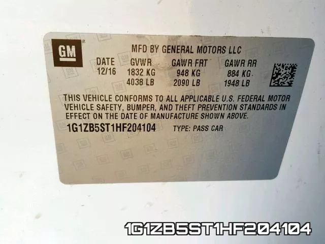 1G1ZB5ST1HF204104 фото 2