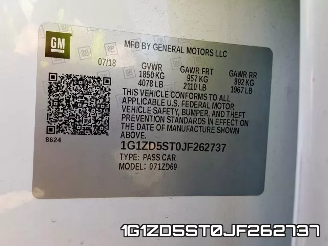 1G1ZD5ST0JF262737 фото 2