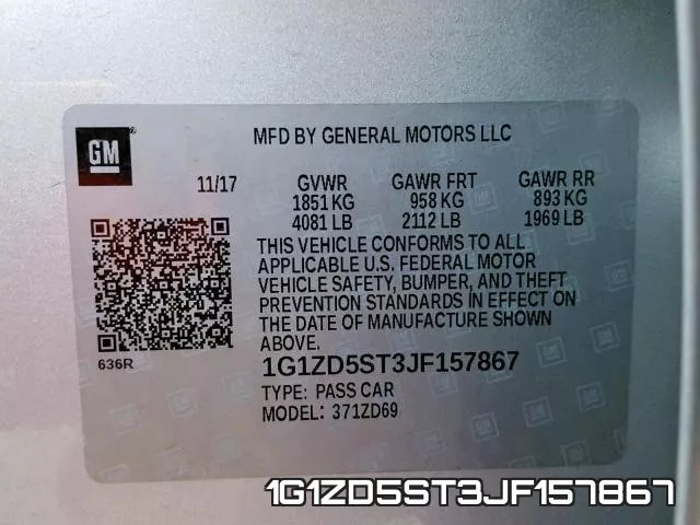 1G1ZD5ST3JF157867 фото 2