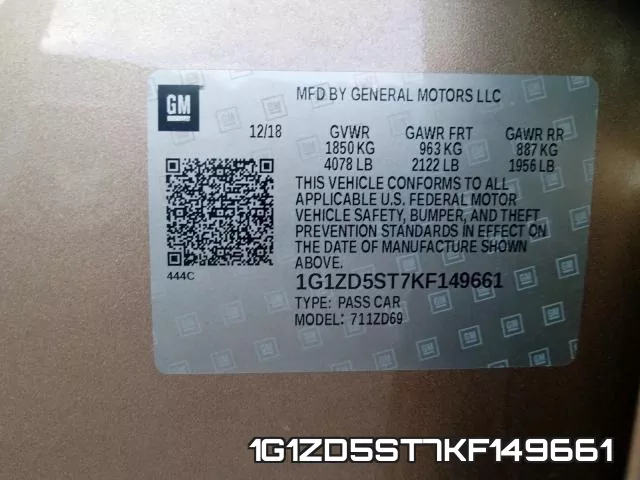 1G1ZD5ST7KF149661 фото 2