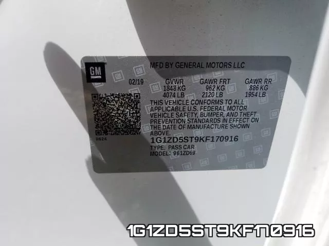 1G1ZD5ST9KF170916 фото 2