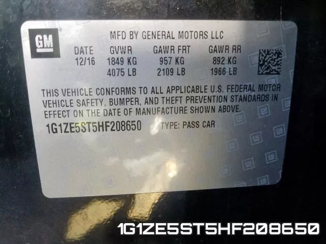 1G1ZE5ST5HF208650 фото 2