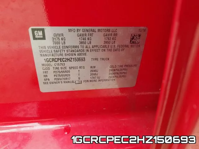 1GCRCPEC2HZ150693 фото 2