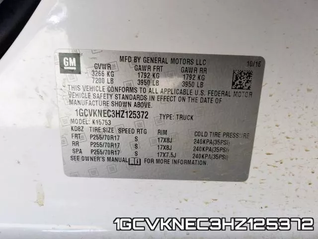 1GCVKNEC3HZ125372 фото 2