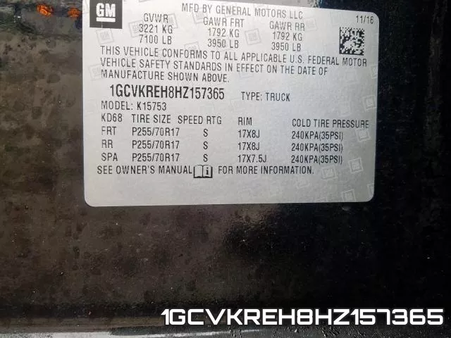 1GCVKREH8HZ157365 фото 2