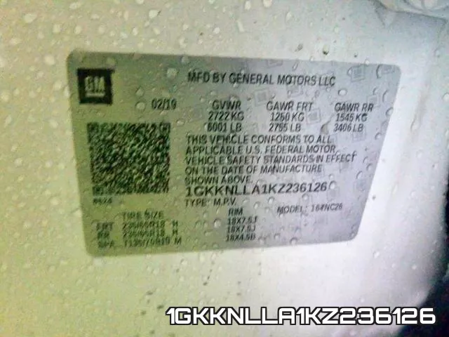 1GKKNLLA1KZ236126 фото 2