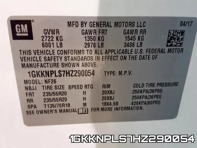 1GKKNPLS7HZ290054 фото 2
