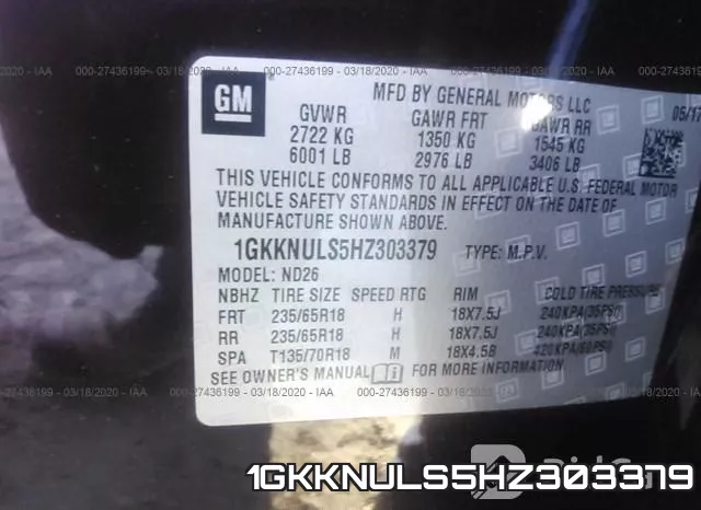 1GKKNULS5HZ303379 фото 10