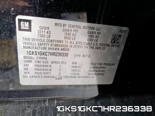 1GKS1GKC7HR236338 фото 2