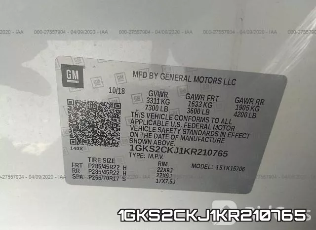 1GKS2CKJ1KR210765 фото 10