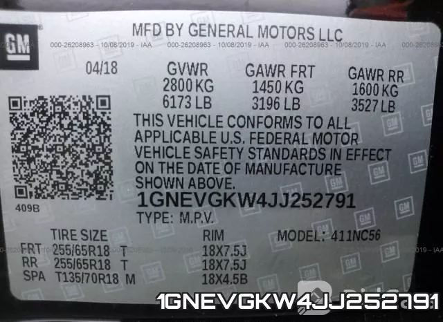 1GNEVGKW4JJ252791 фото 10