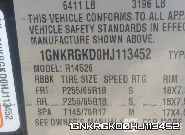1GNKRGKD0HJ113452 фото 10