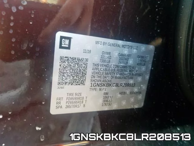 1GNSKBKC8LR208513 фото 2