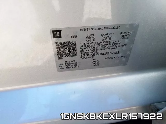 1GNSKBKCXLR157922 фото 2