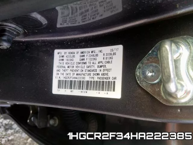 1HGCR2F34HA222385 фото 2