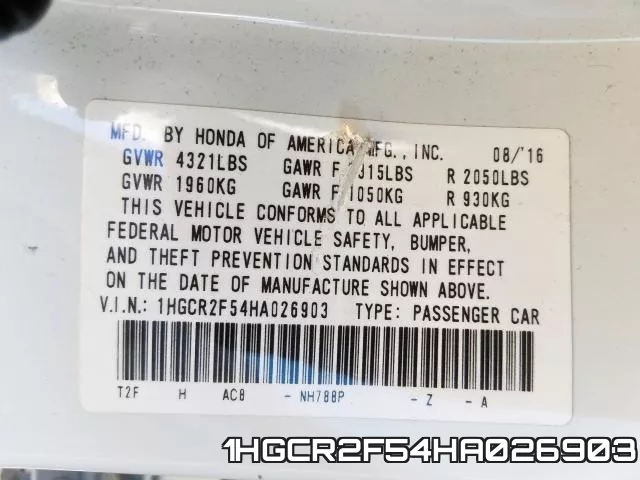 1HGCR2F54HA026903 фото 2