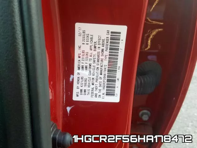 1HGCR2F56HA178472 фото 2