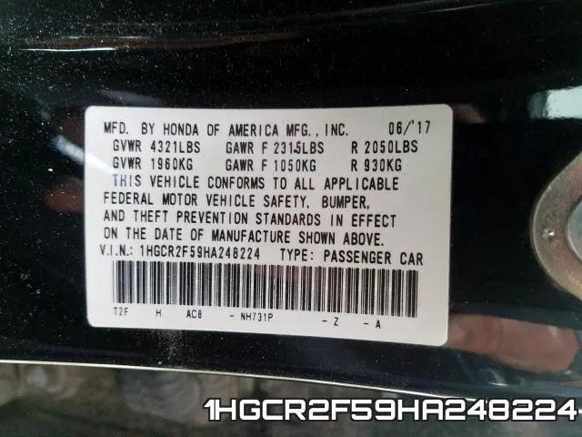 1HGCR2F59HA248224 фото 2
