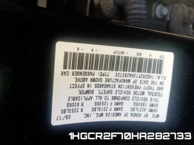 1HGCR2F70HA282733 фото 2