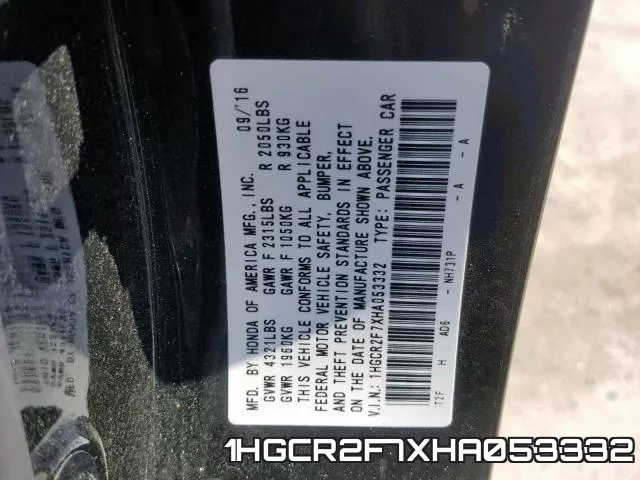 1HGCR2F7XHA053332 фото 2
