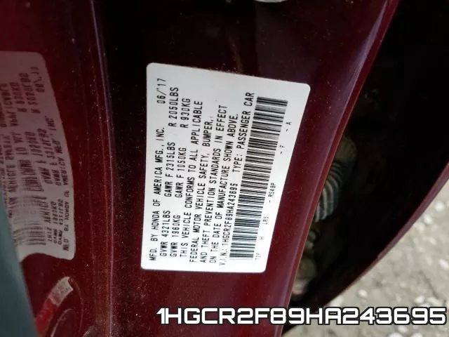 1HGCR2F89HA243695 фото 2