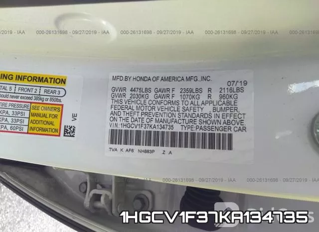 1HGCV1F37KA134735 фото 10