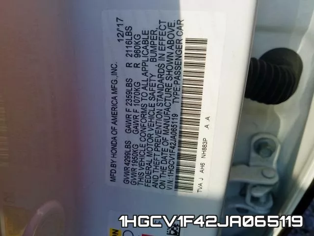 1HGCV1F42JA065119 фото 2