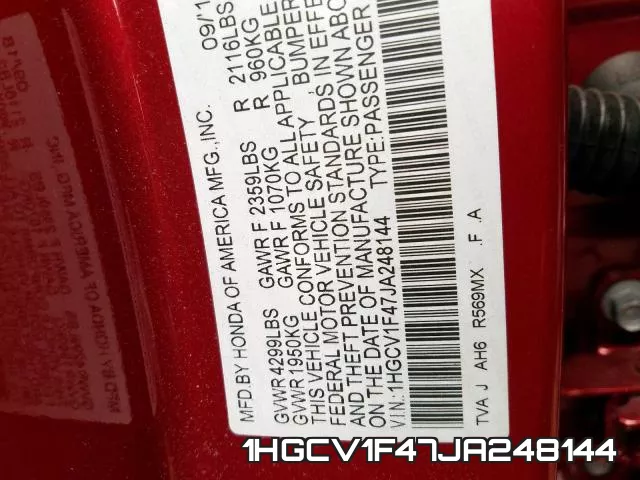 1HGCV1F47JA248144 фото 2