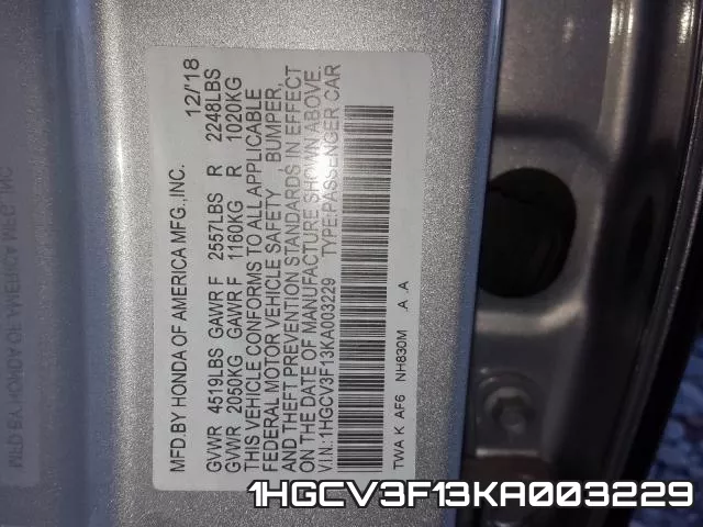1HGCV3F13KA003229 фото 2