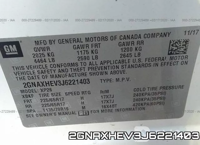 2GNAXHEV3J6221403 фото 10