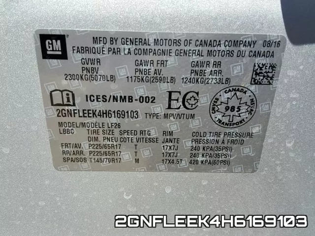 2GNFLEEK4H6169103 фото 2