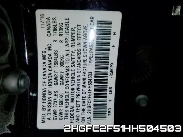 2HGFC2F51HH504503 фото 2