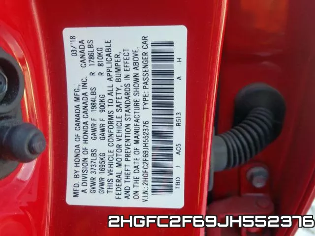 2HGFC2F69JH552376 фото 2