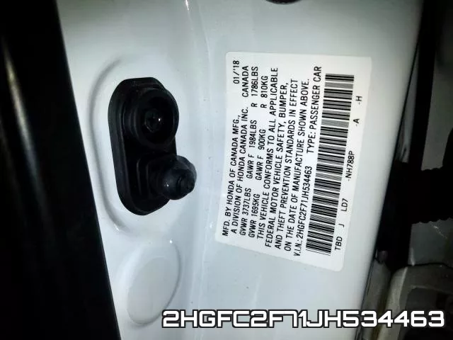 2HGFC2F71JH534463 фото 2