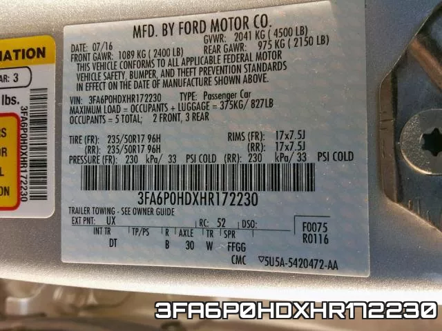 3FA6P0HDXHR172230 фото 2