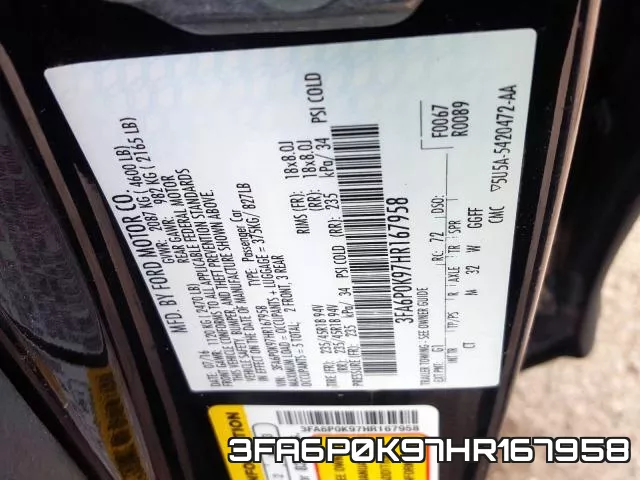 3FA6P0K97HR167958 фото 2