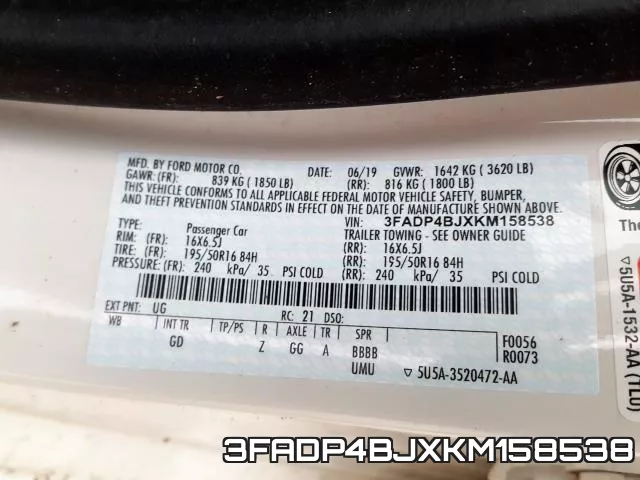 3FADP4BJXKM158538 фото 2