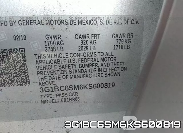 3G1BC6SM6KS600819 фото 10