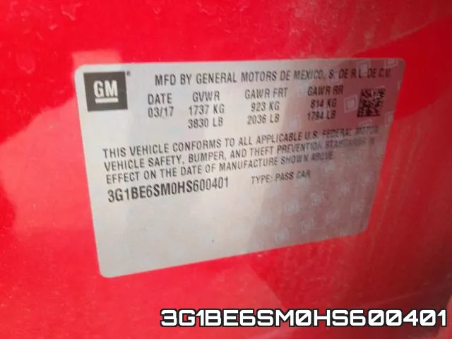 3G1BE6SM0HS600401 фото 2